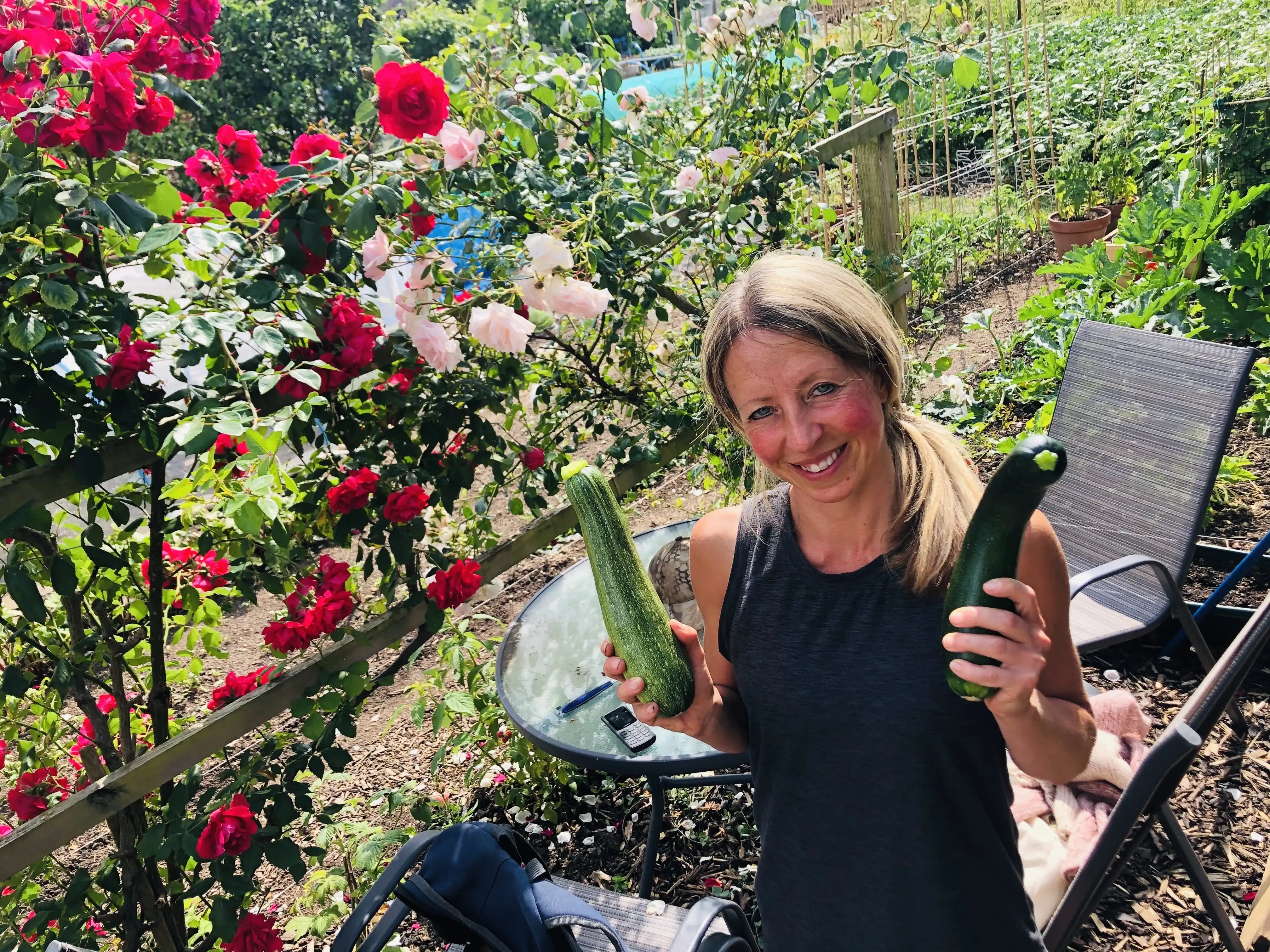 Vicky Salter holding a courgette