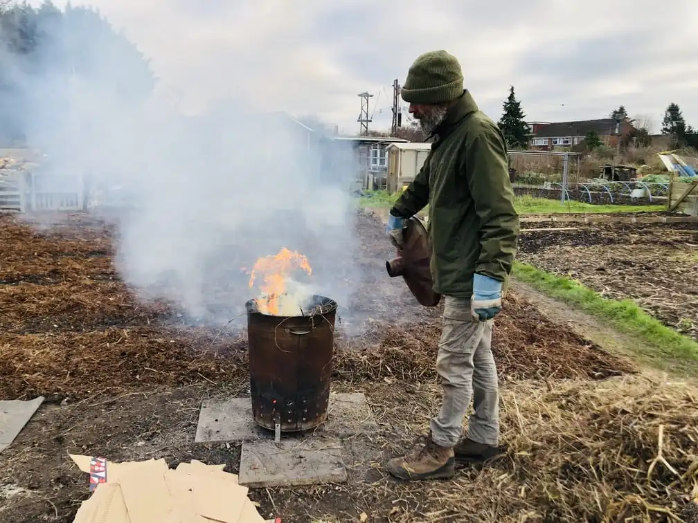 Bonfire on an allotment plot