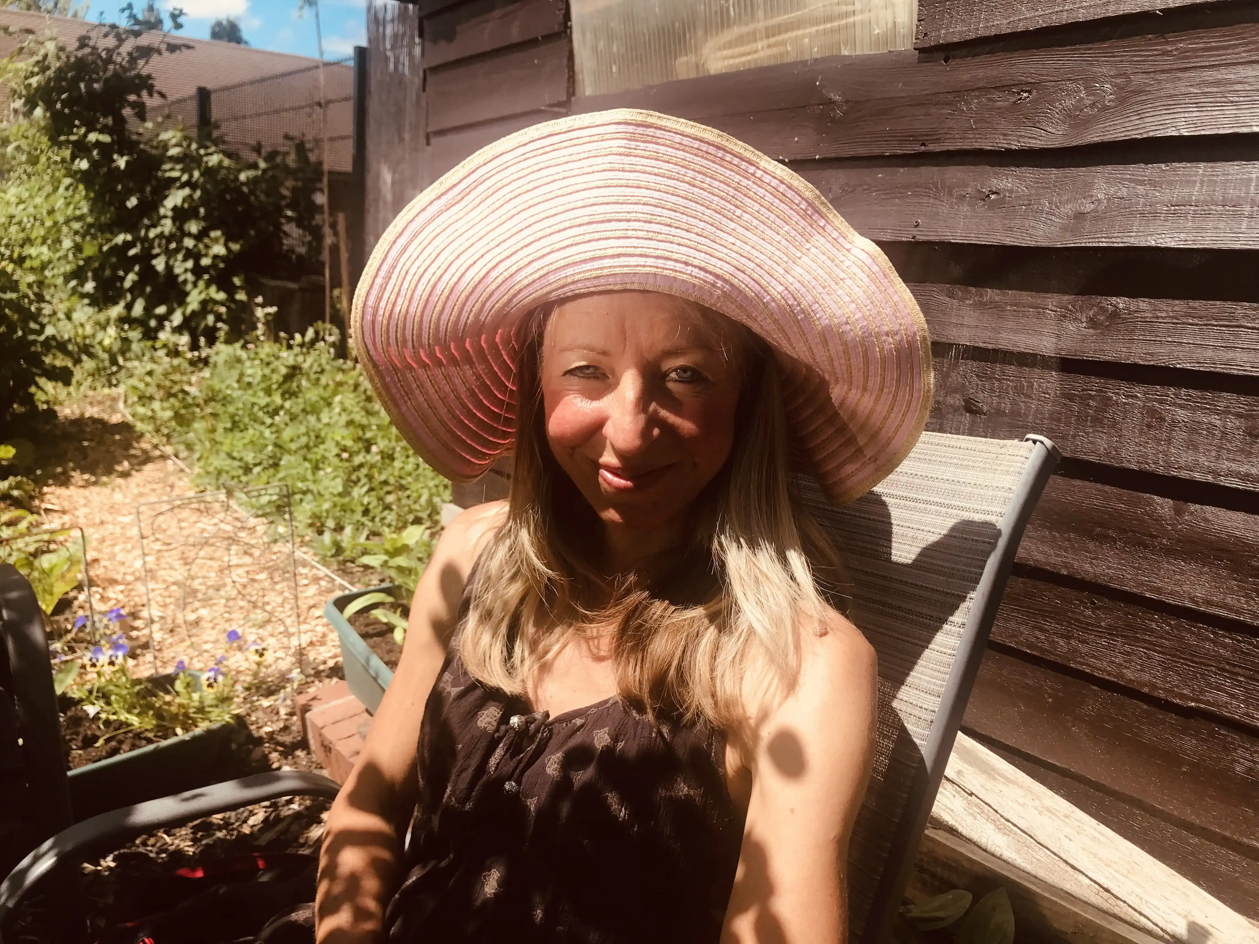 Vicky on the allotment having a rest Vicky Salter