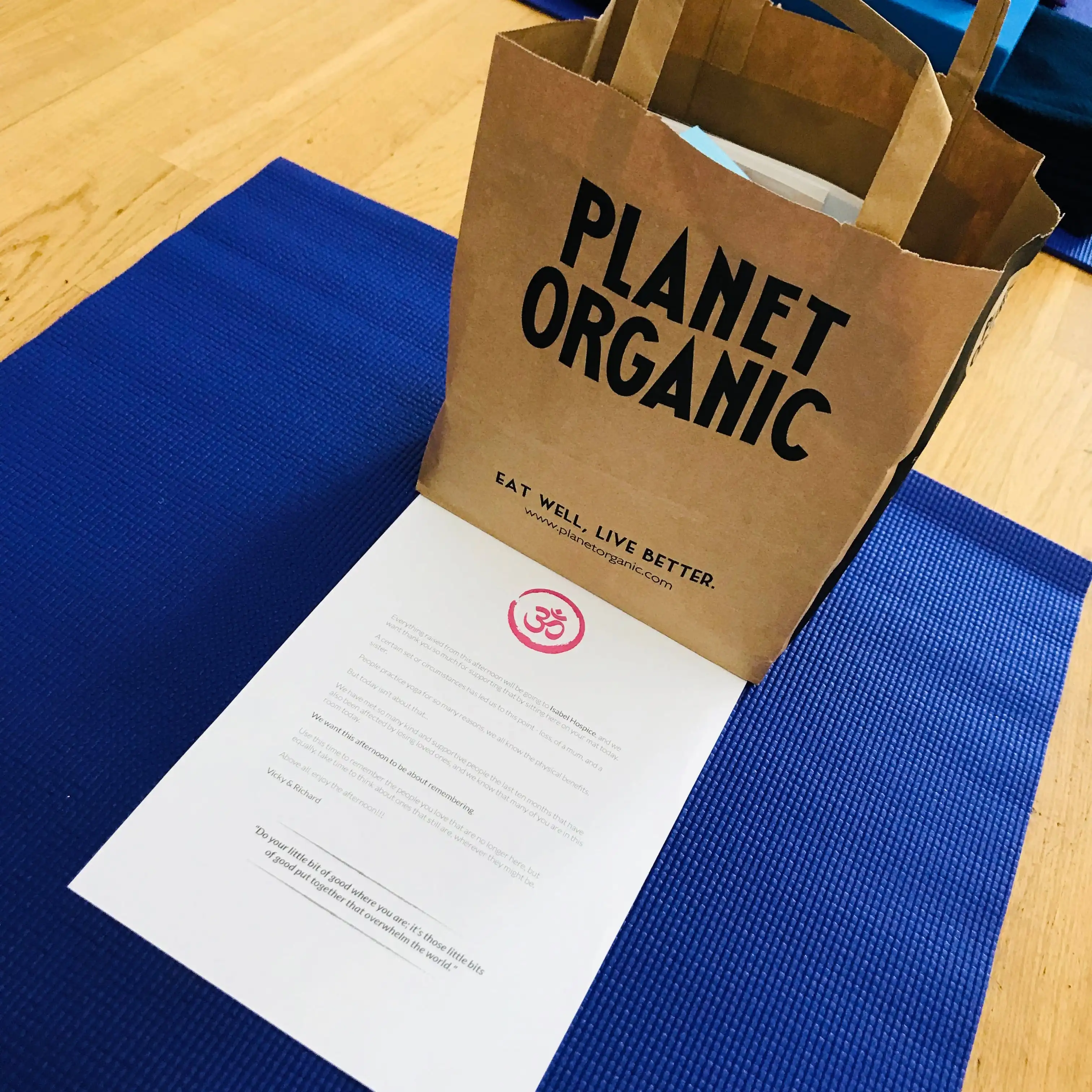 Yoga Herts charity event goodie bag