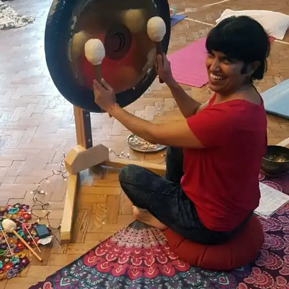 Dipika Jinabhai charity gong bath with Yoga Herts