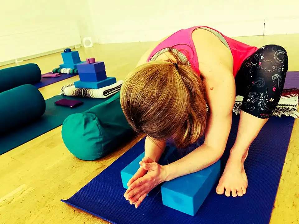 Vicky Salter practising yin yoga