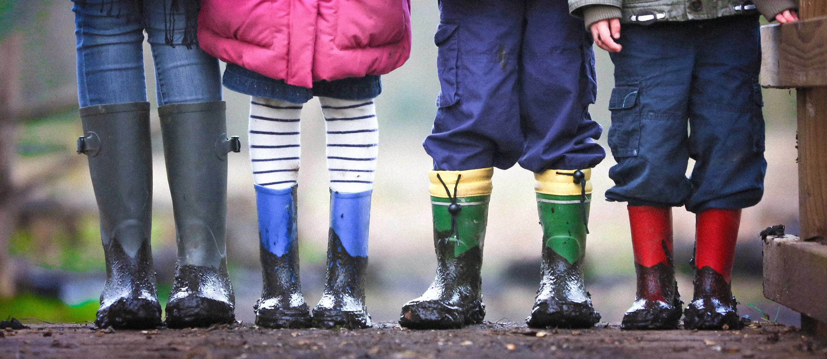 Children’s legs in wellington boots