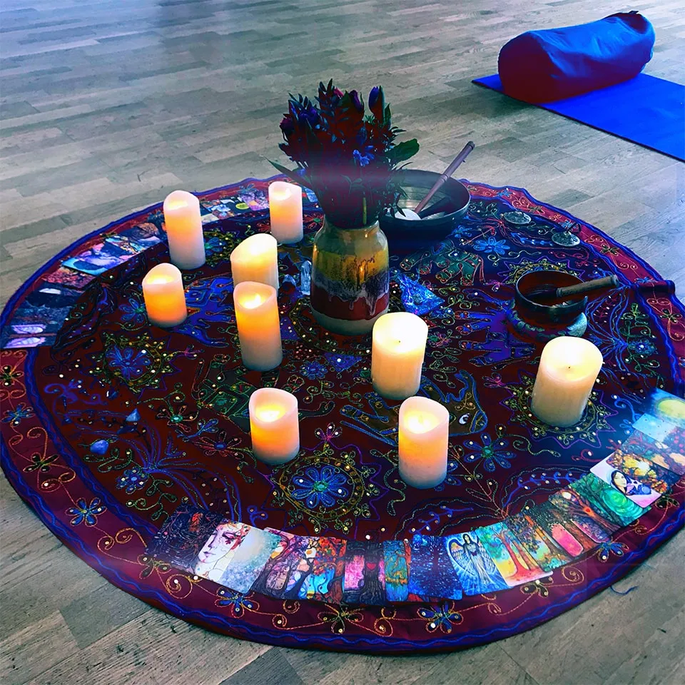 Yoga Nidra class set up.