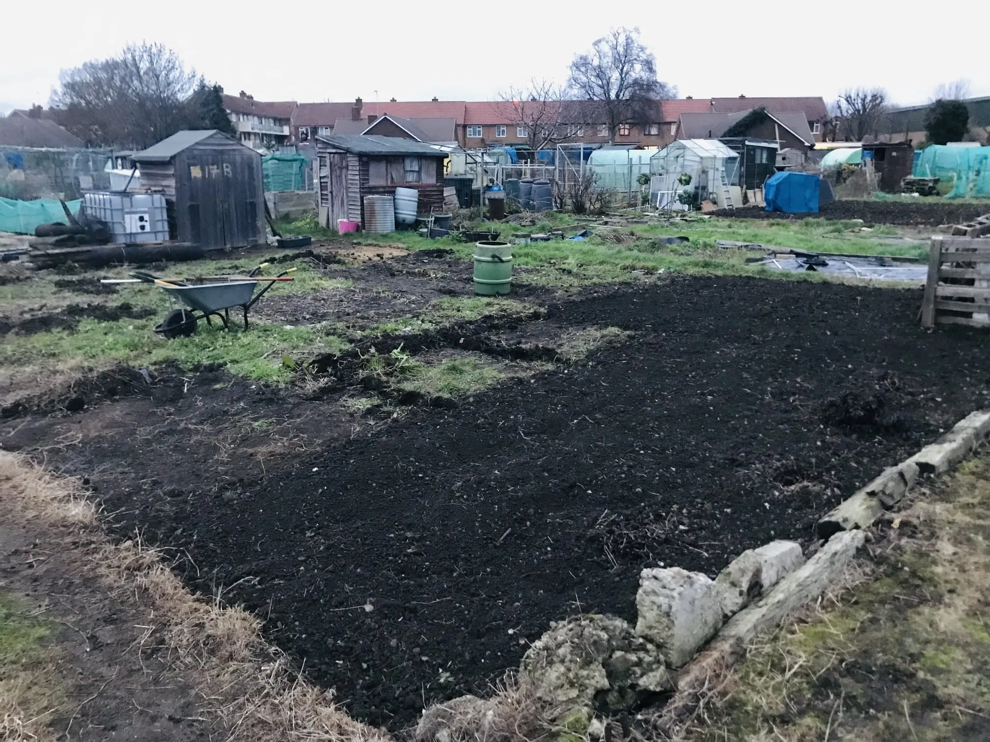 Digging over an allotment.