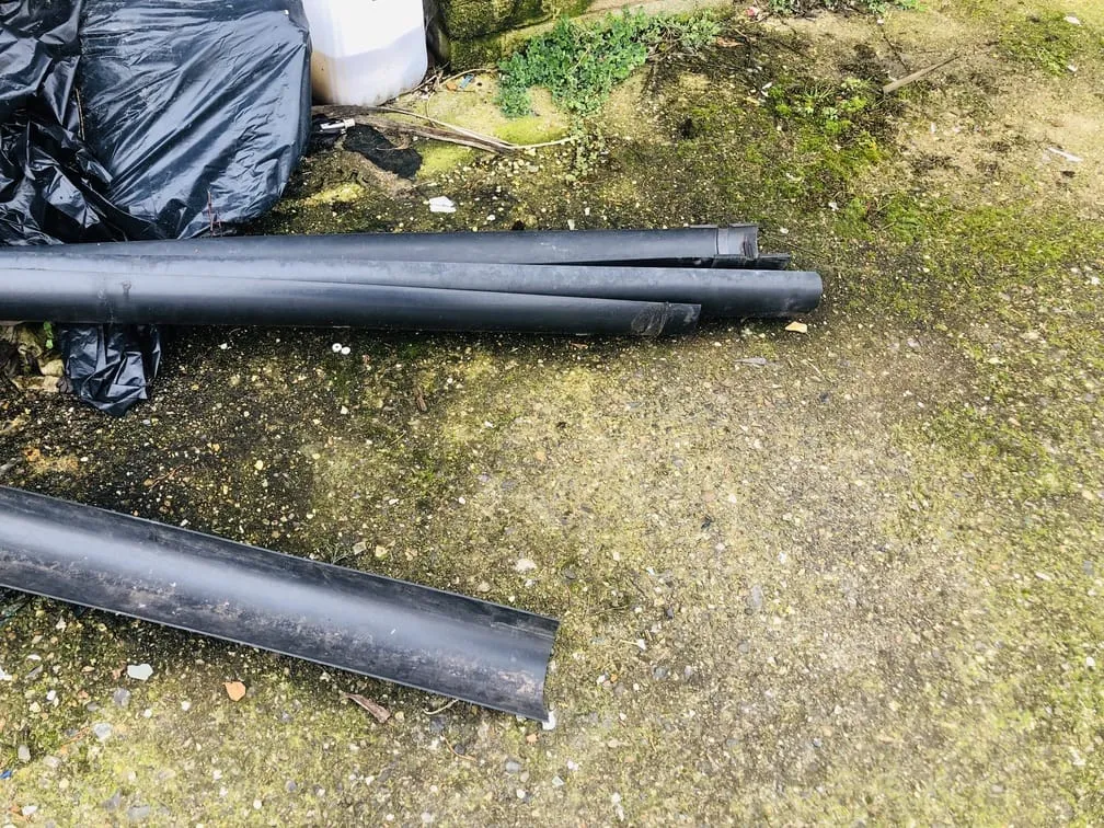 Guttering on the allotment plot.