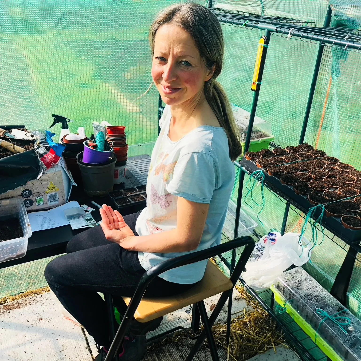 Vicky Salter sowing seeds Spring 2024