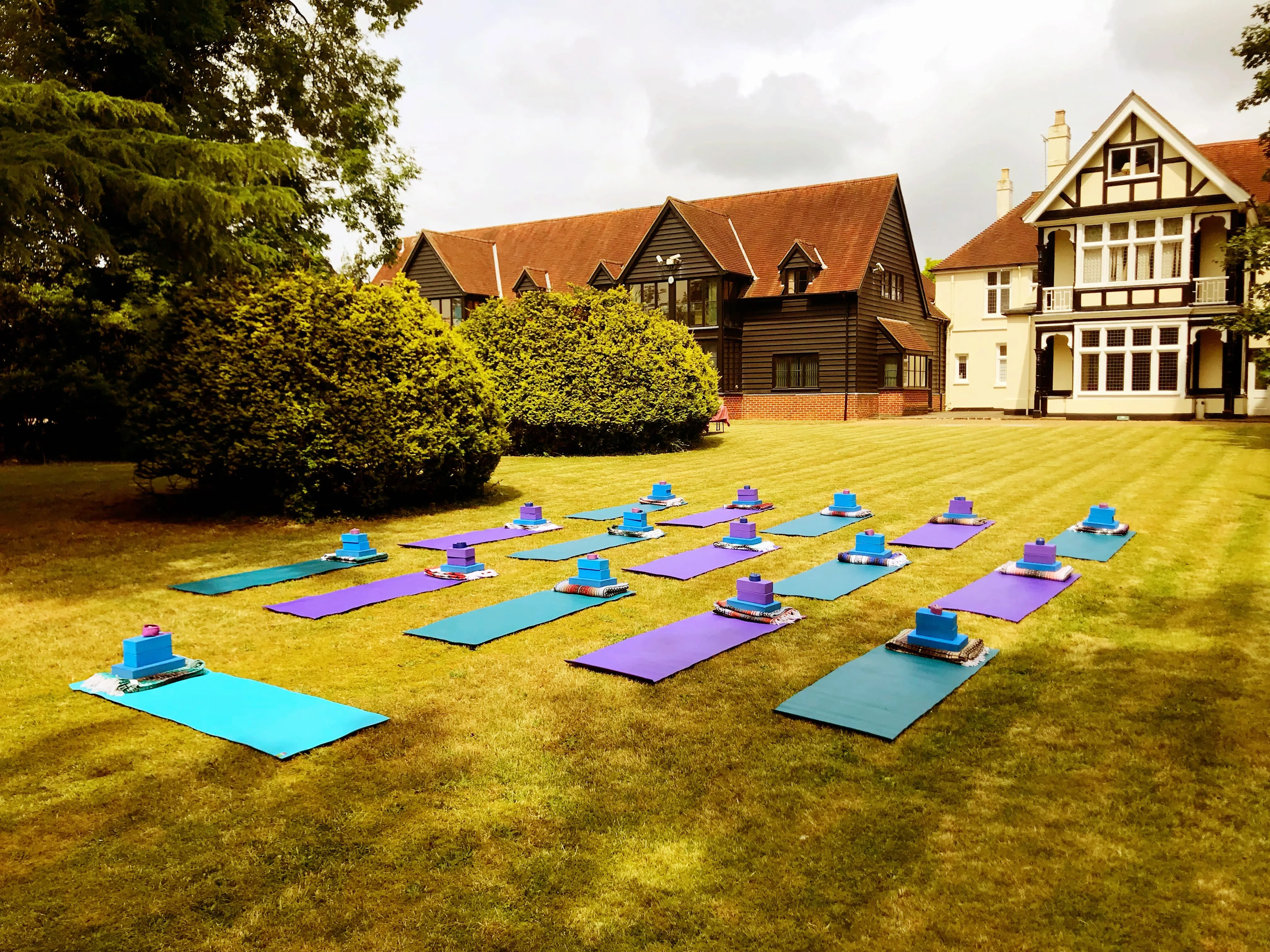 Yoga Herts outdoor yoga at Goffs Oak House.