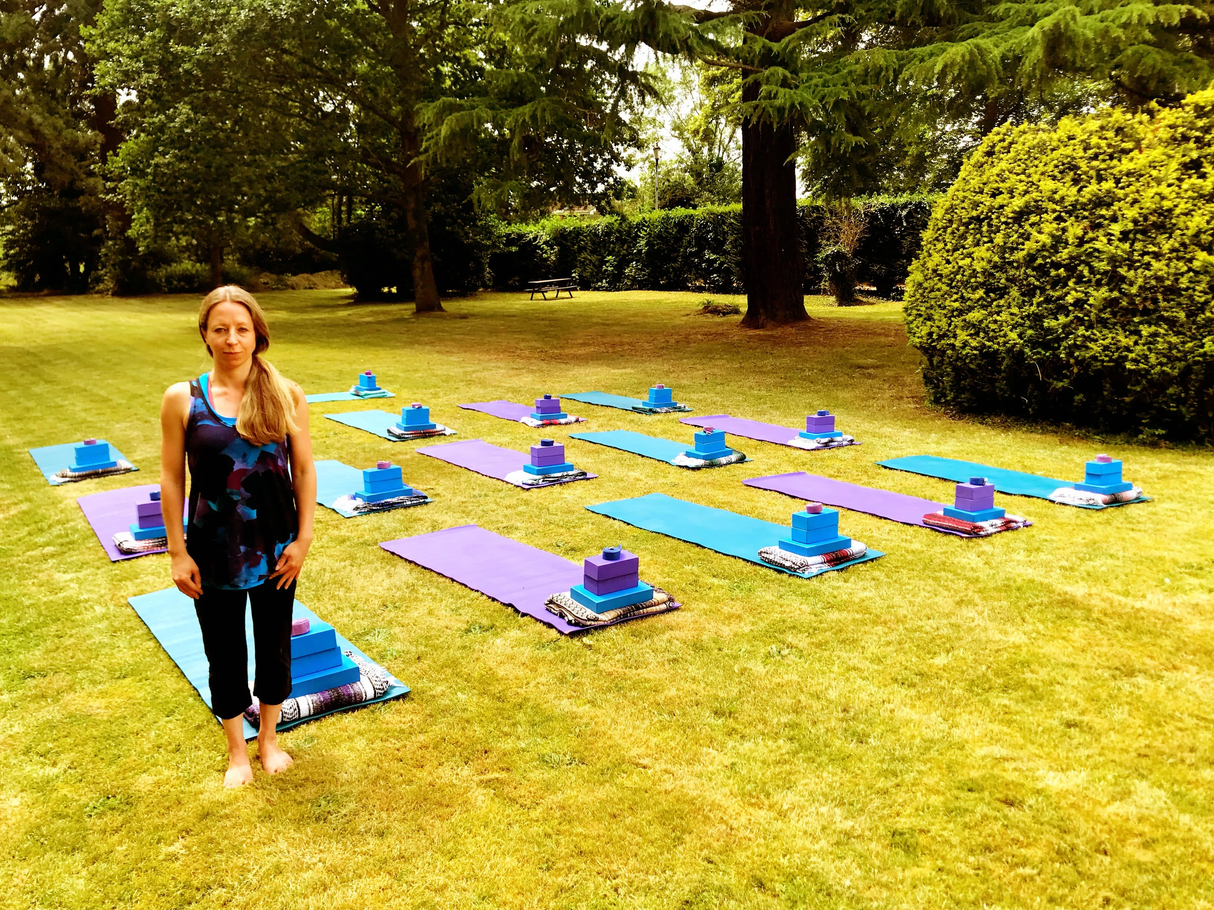 Yoga Herts outdoor yoga at Goffs Oak House.