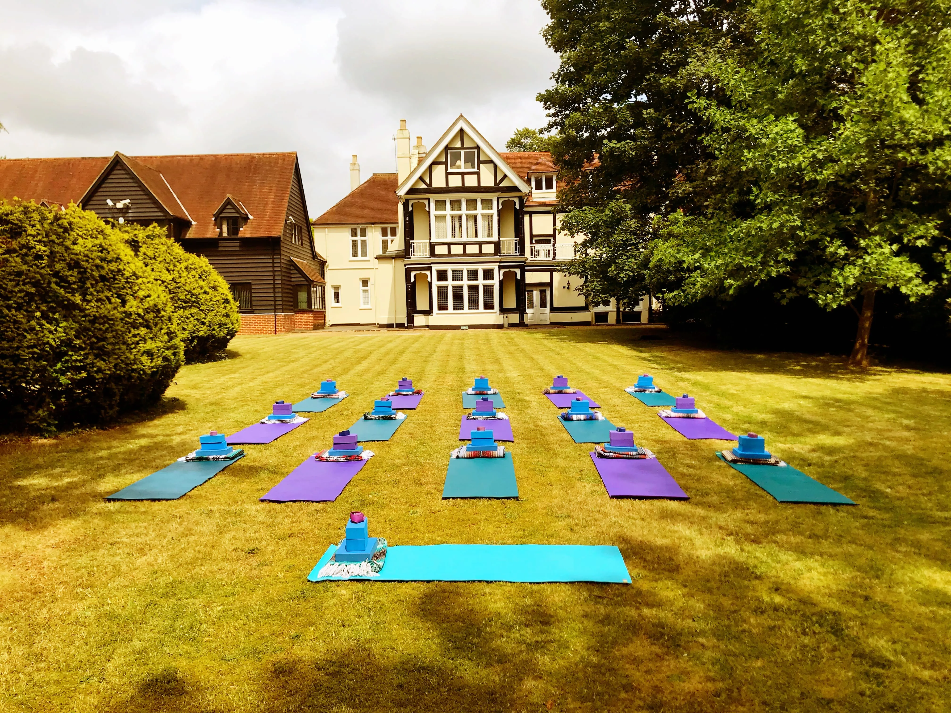 Yoga Herts outdoor yoga at Goffs Oak House.