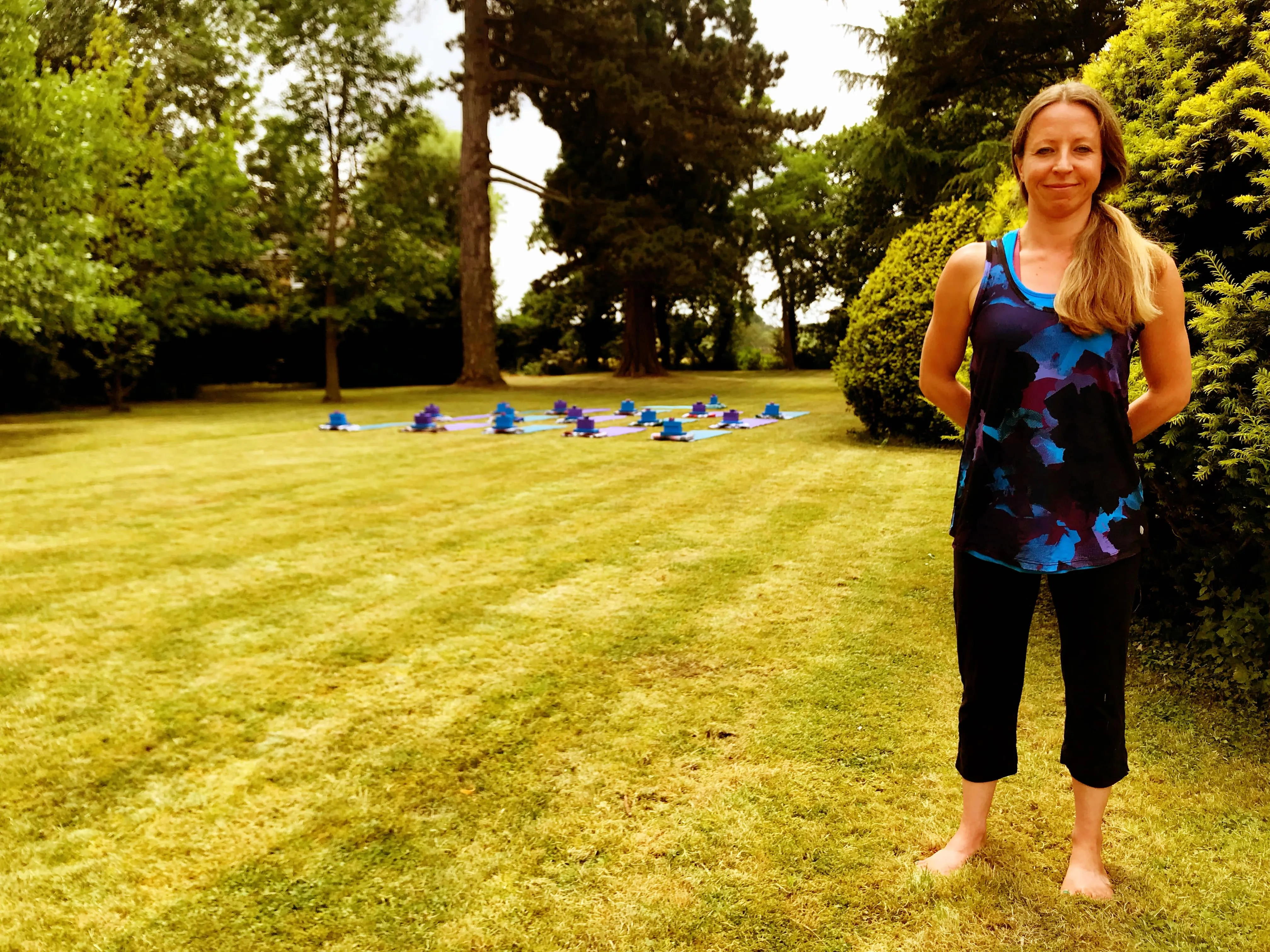 Yoga Herts outdoor yoga at Goffs Oak House.