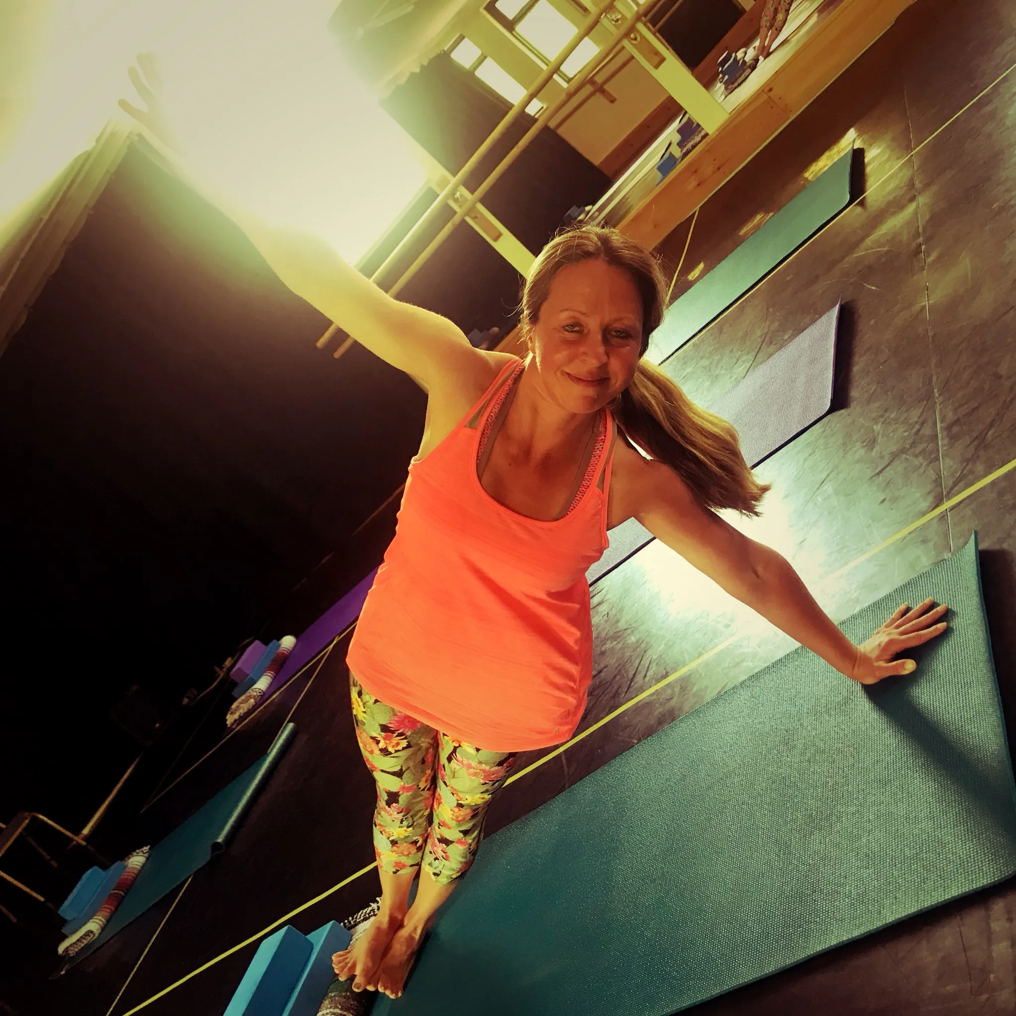 July weekly class pose four.